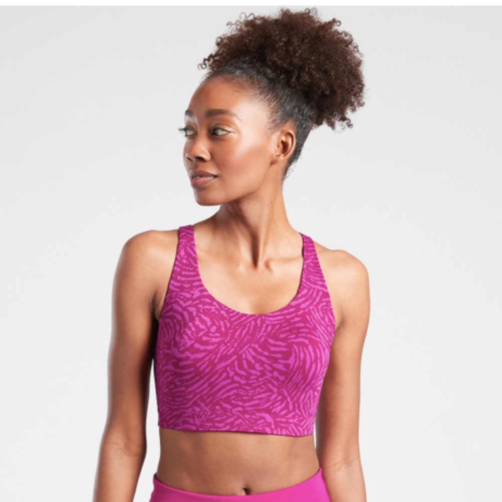 Athleta Advance Printed Sports Bra 38C Pink Purple